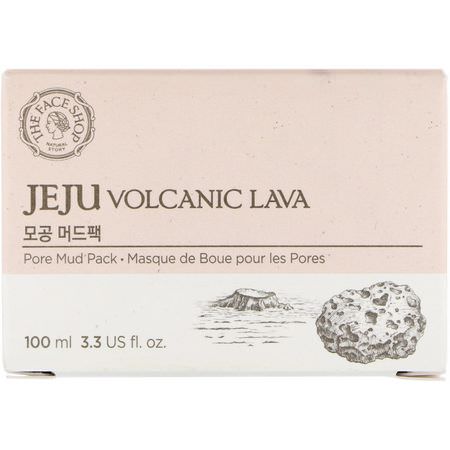 The Face Shop, Jeju Volcanic Lava, Pore Mud Pack, 3.3 fl oz (100 ml):أقنعة العيب, حب الشباب