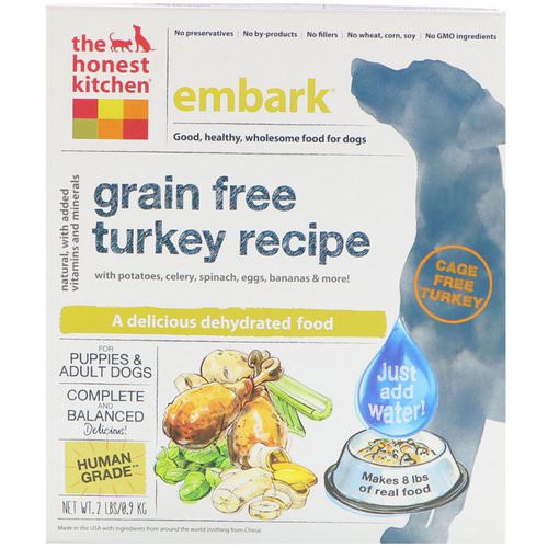 The Honest Kitchen, Embark, Grain-Free Dehydrated Dog Food, Turkey Recipe, 2 lbs (0.9 kg) فوائد