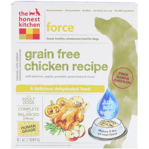 The Honest Kitchen, Force, Grain-Free Dehydrated Dog Food, Chicken Recipe, 2 lbs (0.9 kg) فوائد