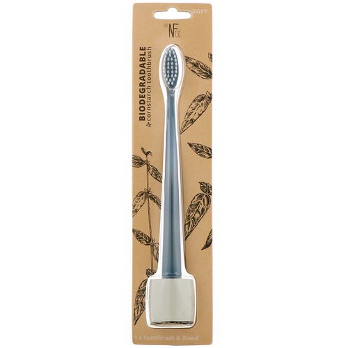 The Natural Family Co, Biodegradable Cornstarch Toothbrush, Monsoon Mist, Soft, 1 Toothbrush & Stand فوائد
