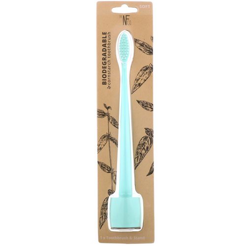 The Natural Family Co, Biodegradable Cornstarch Toothbrush, Rivermint, Soft, 1 Toothbrush & Stand فوائد