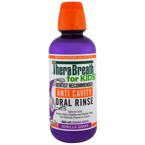 TheraBreath, Anti Cavity Oral Rinse for Kids, Gorilla Grape, 16 fl oz (473 ml) فوائد
