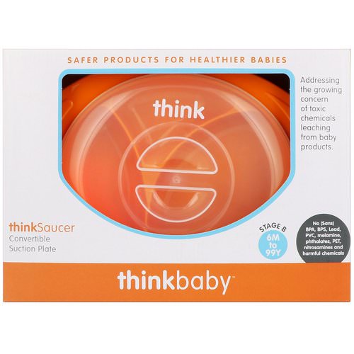 Think, Thinkbaby, Thinksaucer, Convertible Suction Plate, Orange, 1 Convertible Suction Plate فوائد