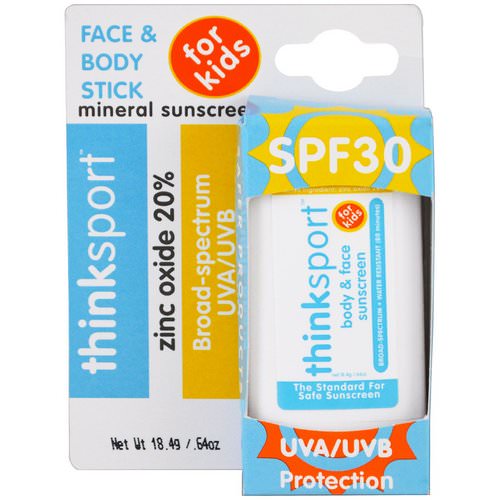 Think, Thinksport, Face & Body, Sunscreen Stick, For Kids, SPF 30, .64 oz (18.4 g) فوائد