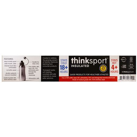 Think, Thinksport, Insulated Sports Bottle, Mint Green, 25 oz (750 ml):زجاجات المياه, شاكر