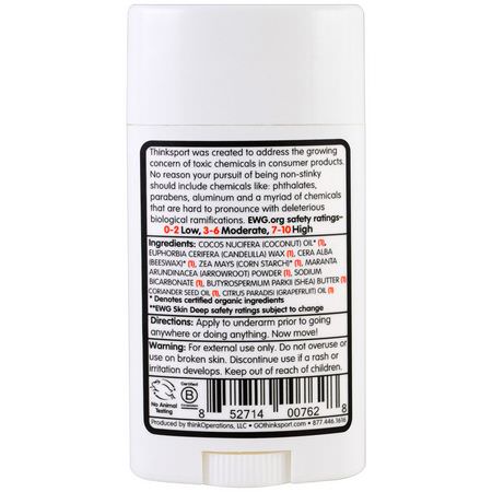 Think, Thinksport, Natural Deodorant, Aloe & Tea Flowers, 2.9 oz (85.8 ml):مزيل العرق, الحمام