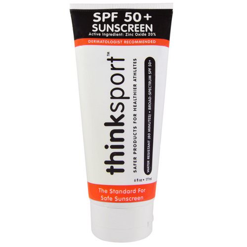 Think, Thinksport, Sunscreen, SPF 50+, 6 fl oz (177 ml) فوائد
