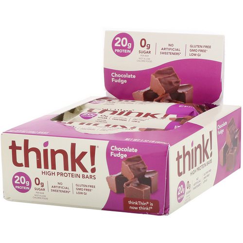ThinkThin, High Protein Bars, Chocolate Fudge, 10 Bars, 2.1 oz (60 g) Each فوائد