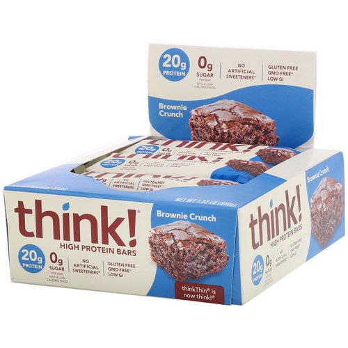ThinkThin, High Protein Bars, Brownie Crunch, 10 Bars, 2.1 oz (60 g) Each فوائد