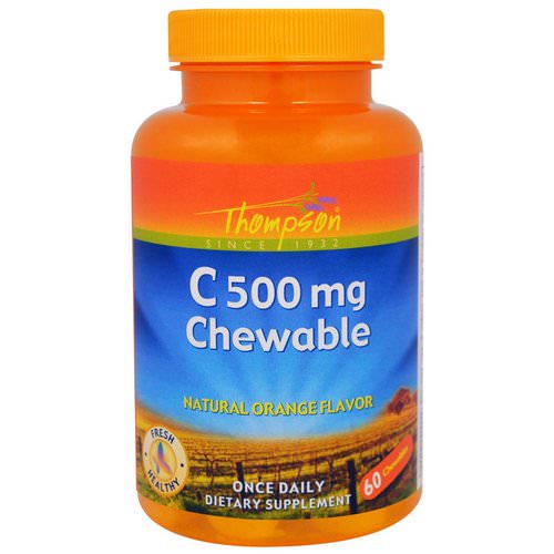 Thompson, C500 mg Chewable, Natural Orange Flavor, 60 Chewables فوائد