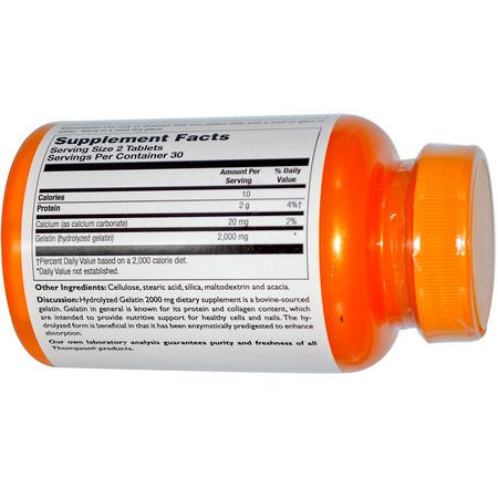 Thompson, Hydrolyzed Gelatin, 2000 mg, 60 Tablets:الجيلاتين, الأظافر