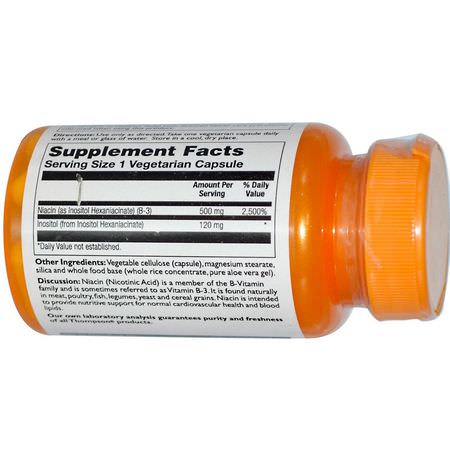 Thompson, No Flush Niacin, 500 mg, 30 Veggie Caps:B3 Niacin,فيتامين B
