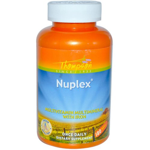 Thompson, Nuplex, Multivitamin Multimineral with Iron, 180 Tablets فوائد