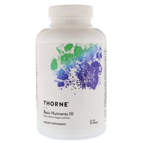 Thorne Research, Basic Nutrients III, Multi without Copper and Iron, 180 Capsules فوائد