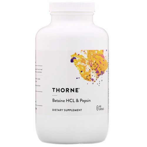 Thorne Research, Betaine HCL & Pepsin, 450 Capsules فوائد