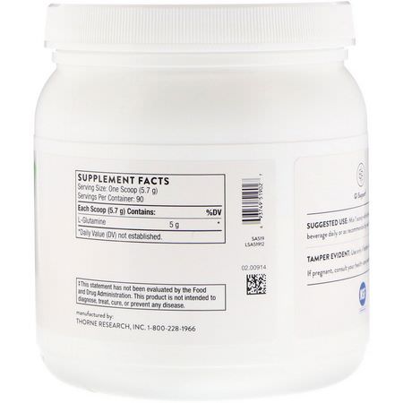 Thorne Research, L-Glutamine Powder, 1.1 lbs (513 g):L-Glutamine, أحماض أمينية