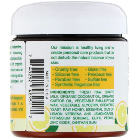 Tierra Mia Organics, Body Butter, Raw Goat Milk, Skin Therapy, Lemon Verbena, 4 fl oz (113 g):زبدة الجسم, باث