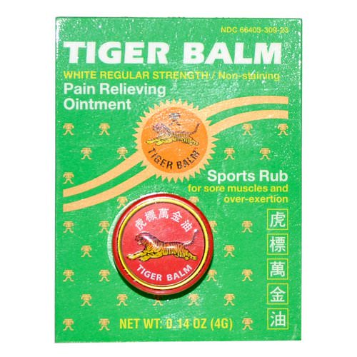 Tiger Balm, Pain Relieving Ointment, White Regular Strength, 0.14 oz (4 g) فوائد