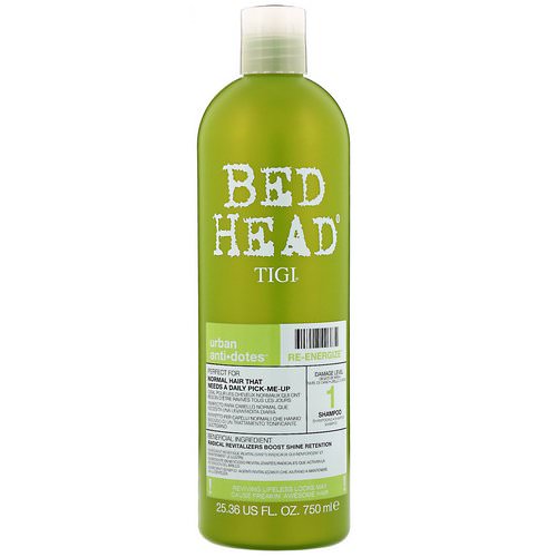 TIGI, Bed Head, Urban Anti+dotes, Re-Energize, Damage Level 1 Shampoo, 25.36 fl oz (750 ml) فوائد