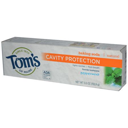 Tom's of Maine, Baking Soda Cavity Protection, Fluoride Toothpaste, Peppermint, 5.5 oz (155.9 g):معج,ن الأسنان, العناية بالفم