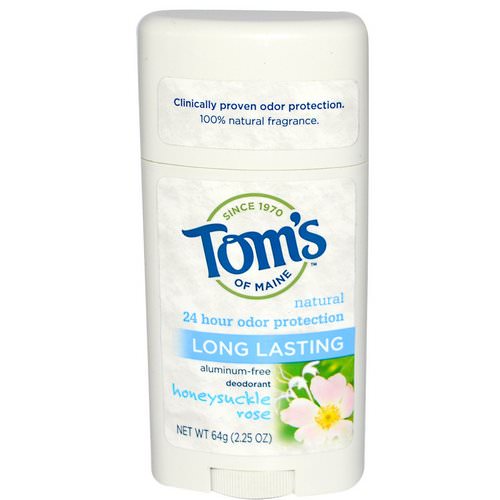 Tom's of Maine, Natural Long Lasting Deodorant, Aluminum-Free, Honeysuckle Rose, 2.25 oz (64 g) فوائد