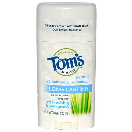 Tom's of Maine, Natural Long Lasting Deodorant, Aluminum-Free, Refreshing Lemongrass, 2.25 oz (64 g) فوائد