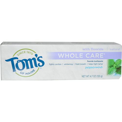 Tom's of Maine, Whole Care Fluoride Toothpaste, Peppermint, 4.7 oz (133 g) فوائد