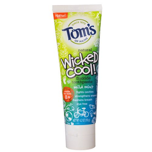 Tom's of Maine, Wicked Cool! Fluoride Toothpaste, Mild Mint, 4.2 oz (119 g) فوائد