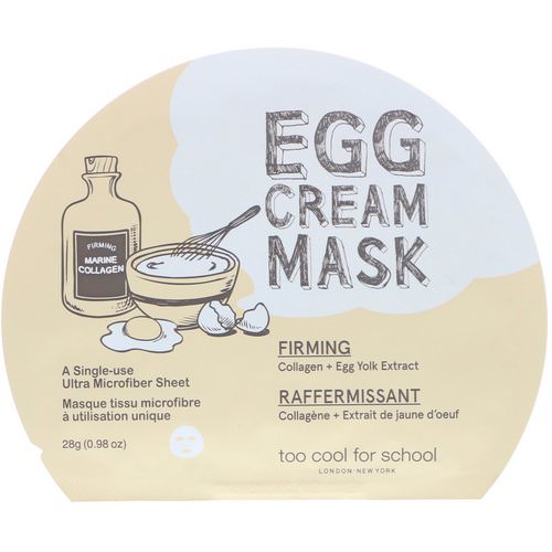 Too Cool for School, Egg Cream Mask, Firming, 1 Sheet, 0.98 oz (28 g) فوائد