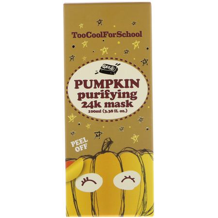 Too Cool for School, Pumpkin Purifying 24K Mask, 3.38 fl oz (100 ml):أقنعة ال,جه, أقنعة ال,جه K-جمال