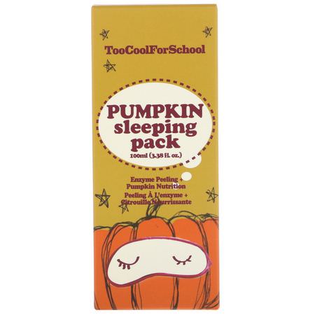 Too Cool for School, Pumpkin Sleeping Pack, 3.38 fl oz (100 ml):مرطبات ليلية, مرطبات K-جمال