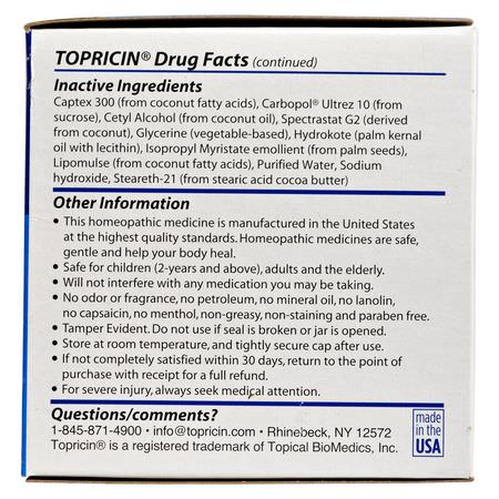 Topricin, Pain Relief Cream, 4.0 oz:تخفيف الألم, الإسعافات الأ,لية