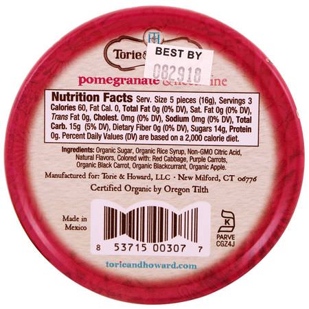 Torie & Howard, Organic, Hard Candy, Pomegranate & Nectarine, 2 oz (57 g):حل,ى, ش,ك,لاتة