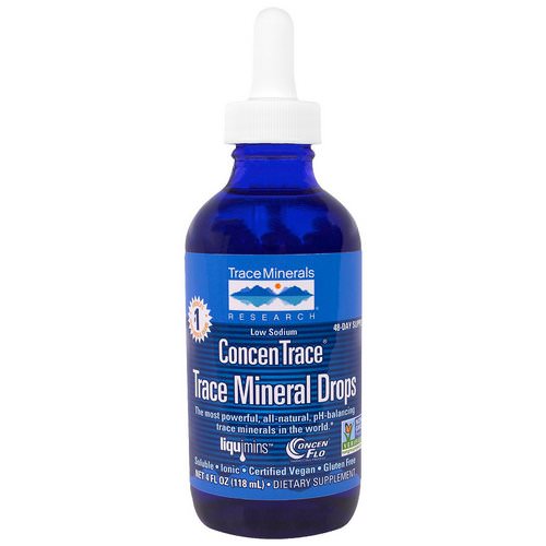 Trace Minerals Research, ConcenTrace, Trace Mineral Drops, Dropper Bottle, 4 fl oz (118 ml) فوائد