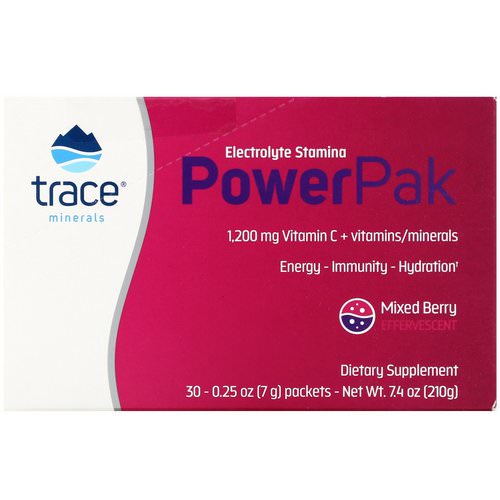 Trace Minerals Research, Electrolyte Stamina Power Pak, Mixed Berry, 30 Packets, 0.25 oz (7 g) Each فوائد