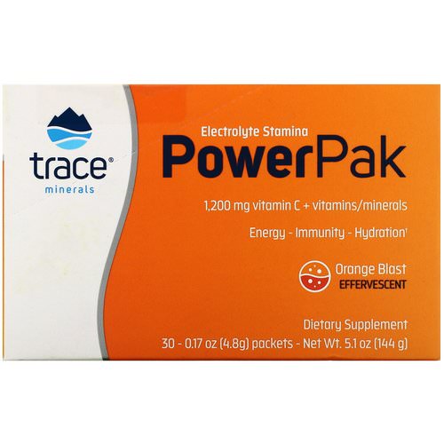 Trace Minerals Research, Electrolyte Stamina, Power Pak, 1200 mg, Orange Blast, 30 Packets, 0.17 oz (4.8 g) Each فوائد