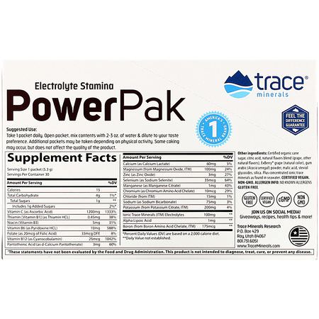 Trace Minerals Research, Electrolyte Stamina Power Pak, Grape, 30 Packets. 0.19 oz (5.3 g) Each:المنحلات بالكهرباء, الترطيب