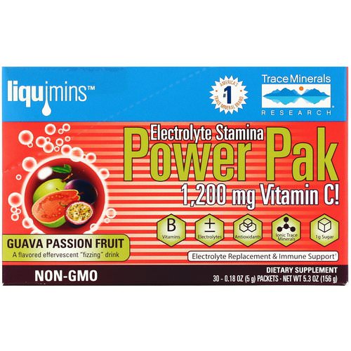 Trace Minerals Research, Electrolyte Stamina Power Pak, Guava Passion Fruit, 30 Packets, 0.18 oz (5 g) Each فوائد