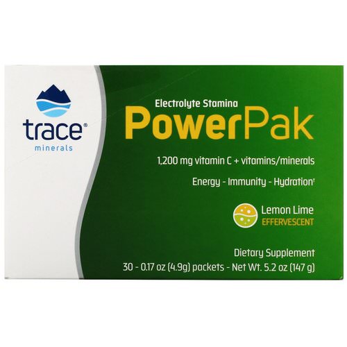 Trace Minerals Research, Electrolyte Stamina, Power Pak, Lemon Lime, 30 Packets, 0.17 oz (4.9 g) Each فوائد