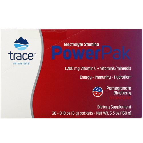 Trace Minerals Research, Electrolyte Stamina, PowerPak, Pomegranate Blueberry, 1200 mg, 30 Packets, 0.18 oz (5 g) Each فوائد