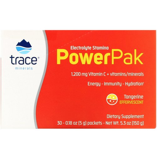 Trace Minerals Research, Electrolyte Stamina Power Pak, Tangerine, 30 Packets, 0.18 oz (5 g) Each فوائد