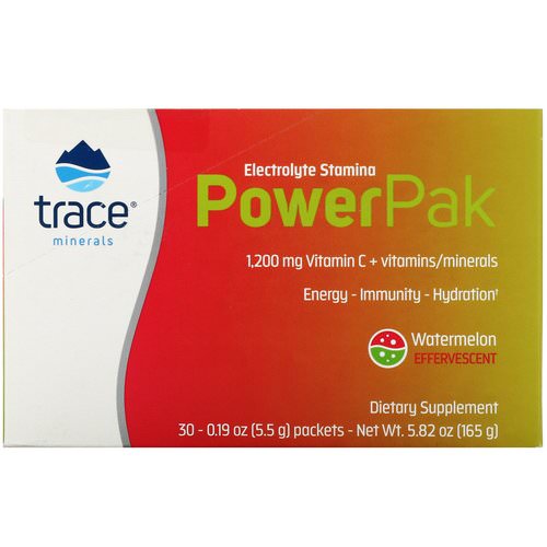 Trace Minerals Research, Electrolyte Stamina, Power Pak, Watermelon Effervescent, 30 Packets, 0.19 oz (5.5 g) Each فوائد