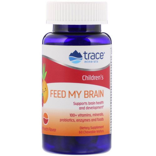 Trace Minerals Research, Children's, Feed My Brain, Fruit Punch, 60 Chewable Wafers فوائد