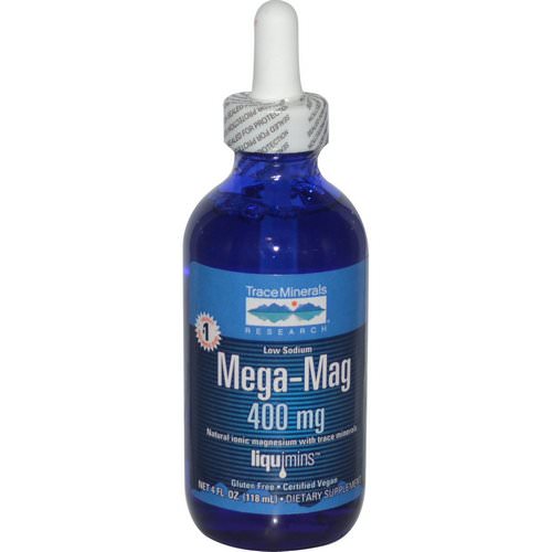 Trace Minerals Research, Mega-Mag, Natural Ionic Magnesium with Trace Minerals, 400 mg, 4 fl oz (118 ml) فوائد
