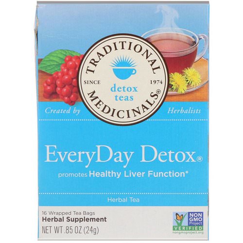 Traditional Medicinals, Detox Teas, EveryDay Detox, 16 Wrapped Tea Bags, .85 oz (24 g) فوائد