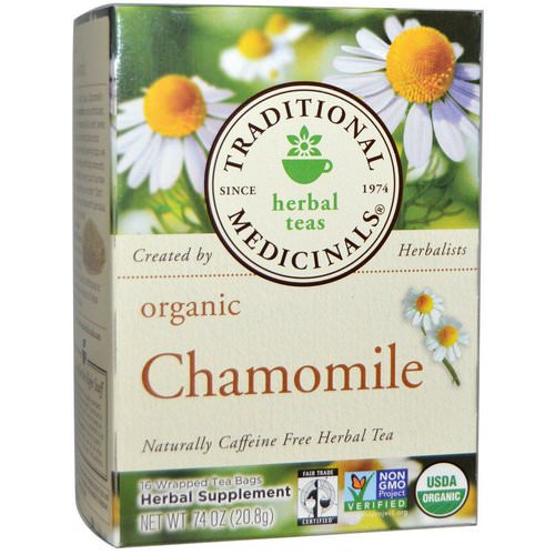 Traditional Medicinals, Herbal Teas, Organic Chamomile, Naturally Caffeine Free, 16 Wrapped Tea Bags, .74 oz (20.8 g) فوائد