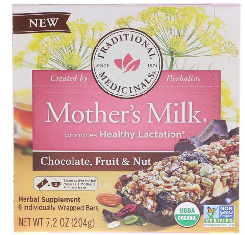 Traditional Medicinals, Mother's Milk, Chocolate, Fruit, & Nut, 6 Individually Wrapped Bars, 7.2 oz (204 g) فوائد