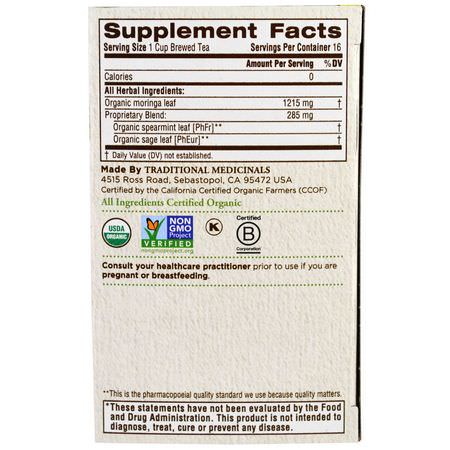 Traditional Medicinals, Organic Moringa with Spearmint & Sage, 16 Wrapped Tea Bags, 86 oz (24 g):شاي الأعشاب, الشاي الطبي