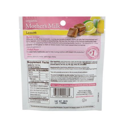 Traditional Medicinals, Organic, Mother's Milk, Lemon, 14 Individually Wrapped Chews, 2.52 oz (71.4 g):دعم الرضاعة, أم,مة