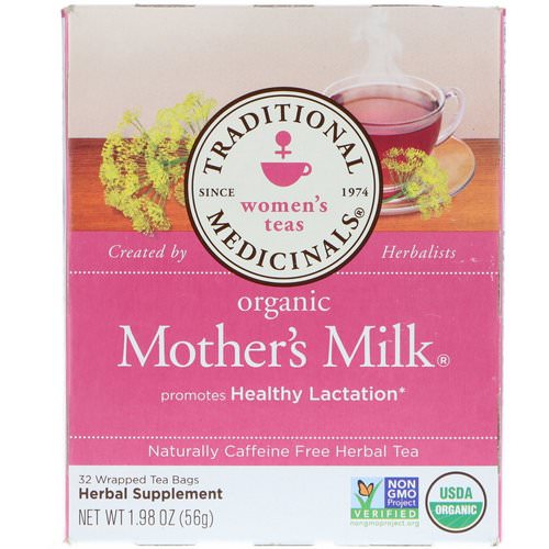 Traditional Medicinals, Women's Teas, Organic Mother's Milk, Naturally Caffeine Free, 32 Wrapped Tea Bags, 1.98 oz (56 g) فوائد